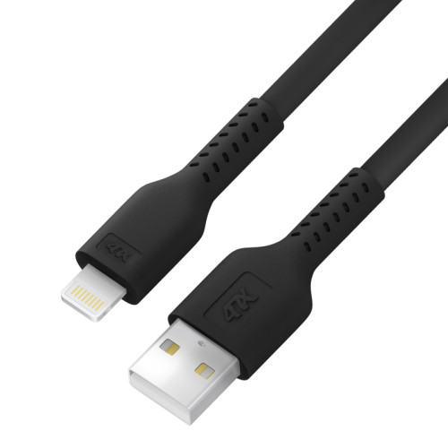 4PH Кабель 1.0m USB AM/Lightning - поддержка всех iOS, MFi, черный, 4PH-R90140