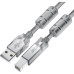 GCR Кабель PROF 2.0m USB 2.0, AM/BM, прозрачный, ферритовые кольца, 28/24 AWG, экран, армированный, морозостойкий, GCR-52425 GCR Кабель PROF 2.0m USB 2.0, AM/BM, прозрачный, ферритовые кольца, 28/24 AWG, экран, армированный, морозостойкий, GCR-52425