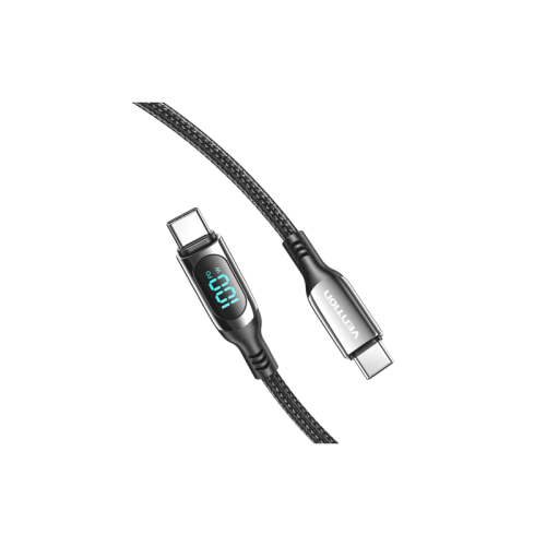 Кабель Vention USB 2.0 CM/CM с LED дисплеем - 1.2м. Чёрный 5А PD100W, шт.