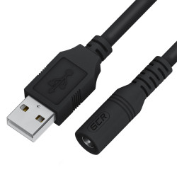 GCR Переходник кабеля питания 1.0m USB AM / DC Jack 5.5х2.1 mm, M/F GCR-53521