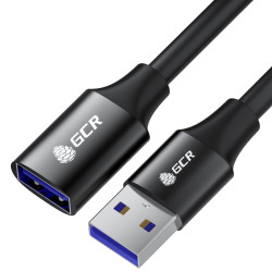 GCR Удлинитель 0.3m USB 3.0 (USB 3.2 Gen 1), AM/AF, 5 Гбит/с, черный, AL корпус, экранирование, армирование, GCR-55274