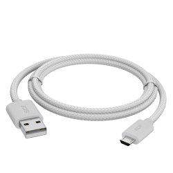 GCR Кабель 1.5m MicroUSB, быстрая зарядка, белый нейлон, GCR-54083