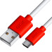 GCR Кабель 0.5m MicroUSB, белый, красные коннекторы, быстрая зарядка, 28/24 AWG, GCR-53214