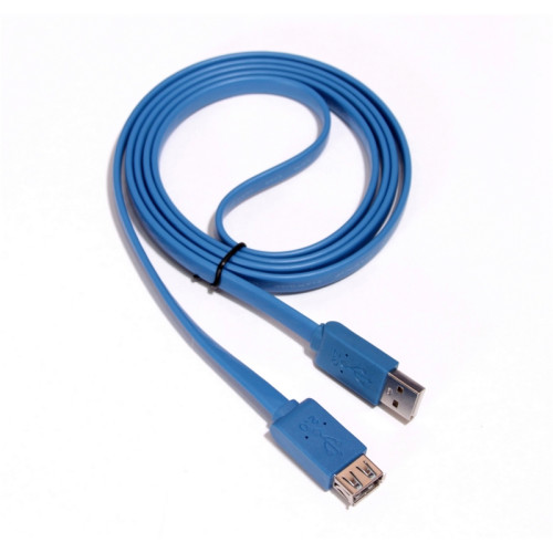 Greenconnect Удлинитель PROF 1.8m USB 2.0, AM/AF, плоский синий, морозостойкий, GCR-UEC2M2-BD-1.8m