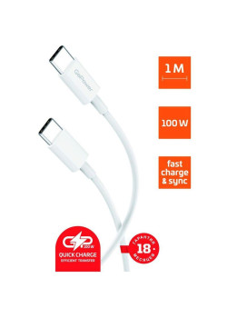 Кабель/ Кабель GoPower GP10TT-100W Type-C (m)-Type-C (m) 1.0м 100W белый (1/200/800)