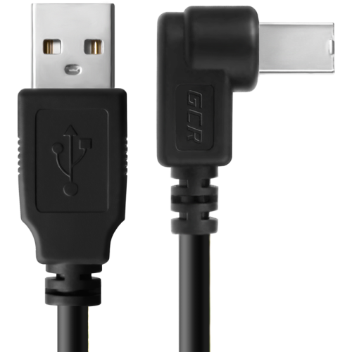 Greenconnect Кабель 1.8m USB 2.0, AM/BM угловой, черный, 28/28 AWG, экран, армированный, морозостойкий, GCR-UPC3M2-BB2S-1.8m