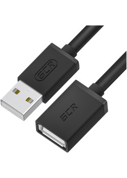 GCR Удлинитель 1.0m USB 2.0 AM/AF, черный, GCR-55069
