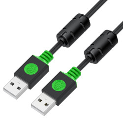 GCR PRO Кабель PROF 1.0m USB 2.0, AM/AM, черный, ферритовые кольца, 28/24 AWG, экран, армированный, морозостойкий, GCR-55025