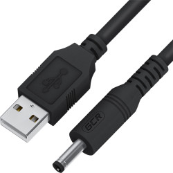 GCR Кабель питания 1.0m USB AM / DC Jack 5.5mm, черный