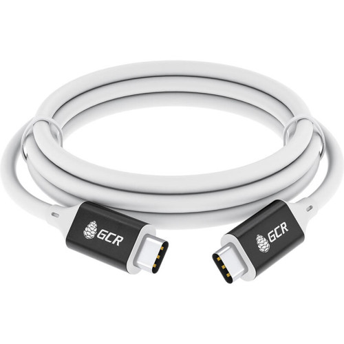 GCR Кабель USB 3.1 Type C-С, 2.0m белый, 100W/20V/5A, M/M, TPE, AL сase черный, белый ПВХ, экран, армированный GCR Кабель USB 3.1 Type C-С, 2.0m белый, 100W/20V/5A, M/M, TPE, AL сase черный, белый ПВХ, экран, армированный