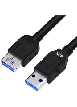 GCR Удлинитель 3.0m USB 3.0, AM/AF, черный, GCR-52702