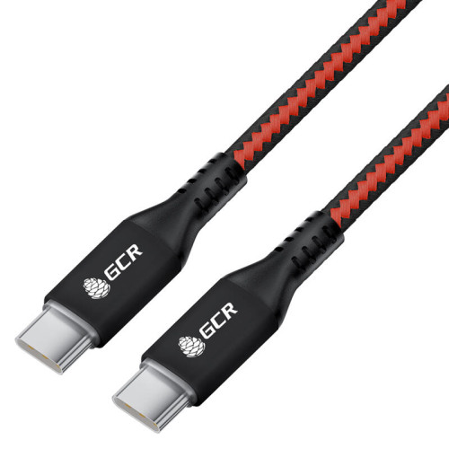 GCR Кабель 1.0m Type C-C POWER DELIVERY 18 W, быстрая зарядка, текстиль красно-черный, AL case, GCR-56730