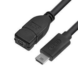 GCR Удлинитель 1.0m MiniUSB, M/F, черный, GCR-52445