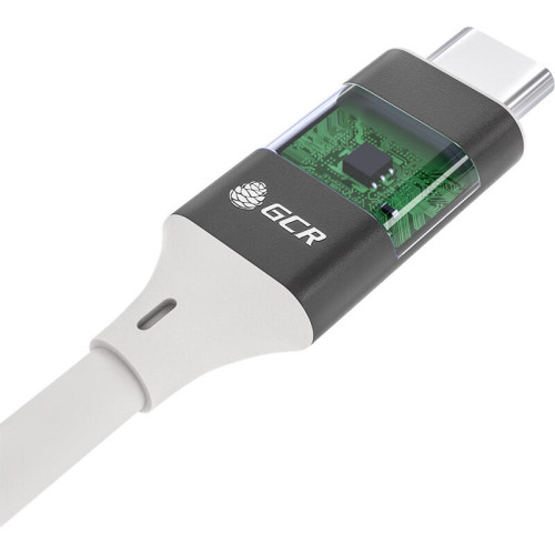 GCR Кабель USB 3.1 Type C-С, 2.0m белый, 100W/20V/5A, M/M, TPE, AL сase черный, белый ПВХ, экран, армированный GCR Кабель USB 3.1 Type C-С, 2.0m белый, 100W/20V/5A, M/M, TPE, AL сase черный, белый ПВХ, экран, армированный
