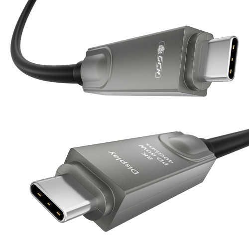 GCR PRO Кабель AOC Type-C 10.0m оптический 8K60Hz, 40Gbps, PD 60W, M/M, черный, GCR-57748 GCR PRO Кабель AOC Type-C 10.0m оптический 8K60Hz, 40Gbps, PD 60W, M/M, черный, GCR-57748
