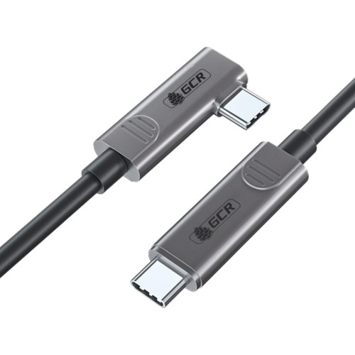 GCR Кабель AOC Type-C 10.0m оптический VR, угловой, 10 Гбит/с, 4K60Гц, 60Вт, M/M один разъем Г-образный, черный, GCR-57753