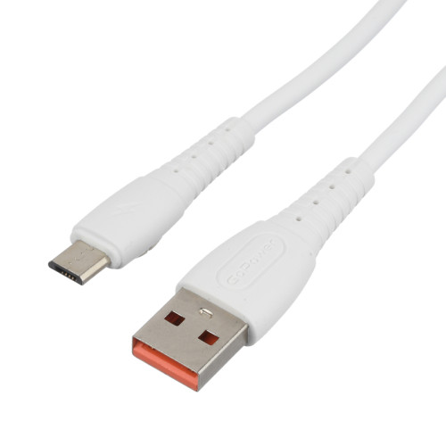 Кабель GoPower GP07M USB (m)-microUSB (m) 1.0м 2.4A силикон белый (1/200/800)