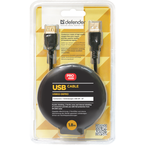 Defender USB кабель USB02-06PRO USB2.0 AM-AF, 1.8м