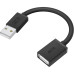 GCR Удлинитель 0.15m USB 2.0 AM/AF, черный, GCR-55065