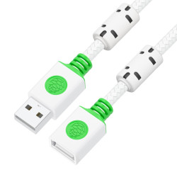 GCR PRO Удлинитель Premium PROF 3.0m USB 2.0 AM/AF, белый, в оплетке нейлон, ферритовые кольца, 28/24 AWG, медь, экран, армирование, заземление, GCR-57659