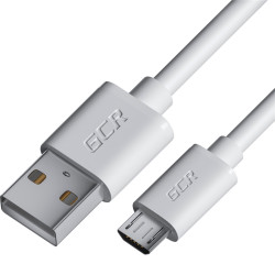 GCR Кабель 0.5m MicroUSB, белый, быстрая зарядка, 28/24 AWG, GCR-53230