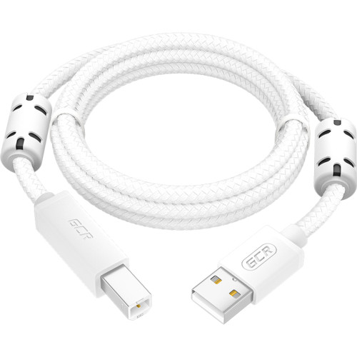 GCR Кабель Premium 1.5m USB 2.0, AM/BM, белый нейлон, ферритовые кольца, 28/24 AWG, экран, армированный, морозостойкий, GCR-54212