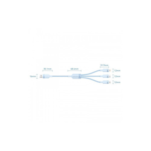 Кабель Vention 3 в 1 USB 2.0 AM/ Micro-B, USB-C, Lightning M - 1.5м. Черный 6A, шт.