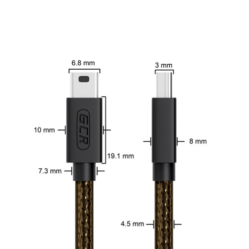 GCR Кабель активный 15.0m USB 2.0, AM/mini 5P, черно-прозрачный, с усилителем сигнала, разъём для доп.питания, 28/24 AWG, GCR-UM2M5P1-BD2S-15.0m