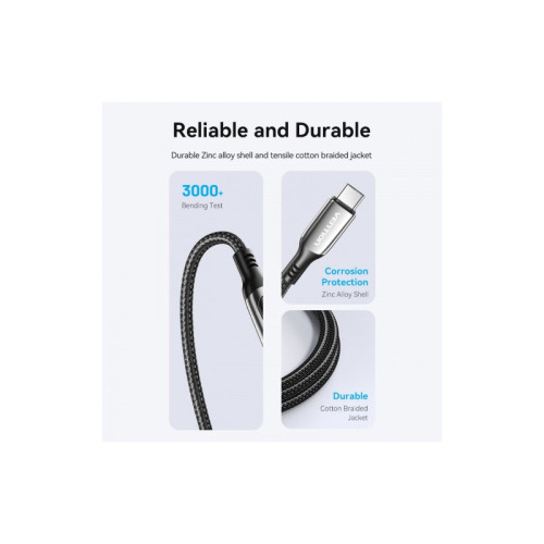 Кабель Vention USB 2.0 CM/CM с LED дисплеем - 1.2м. Чёрный 5А PD100W, шт.