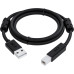 GCR Кабель PROF 3.0m USB 2.0, AM/BM, черный, ферритовые кольца, 28/24 AWG, экран, армированный, морозостойкий, GCR-52417