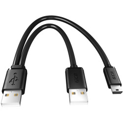 Greenconnect Кабель 0.5m USB 2.0,  AM + mini 5P/AM, Y-образный, черный, 28/28 AWG