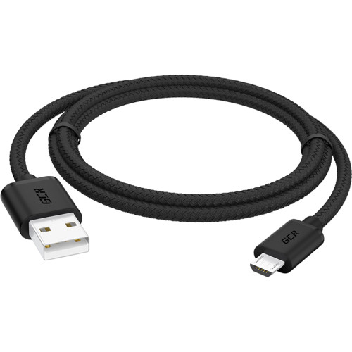 GCR Кабель 1.5m MicroUSB, быстрая зарядка, черный нейлон, GCR-54086