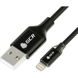 Greenconnect Кабель 3A 1.5m Apple USB 2.0, AM/Lightning 8pin MFI для Iphone 5/6/7/8/X - светодиодный, поддержка всех IOS, черный, AL корпус черный