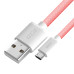 GCR Кабель 3A 1.0m MicroUSB, быстрая зарядка, розовый нейлон, GCR-51689