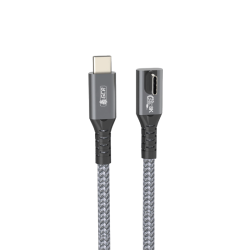 GCR Кабель USB4 Type-C угловой Г-образный, 1.0m, серый, 40Gbps, 240W, 8K60Hz, GCR-57127