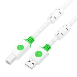 GCR PRO Кабель Premium 5.0m USB 2.0, AM/BM, в оплетке нейлон, белый, ферритовые кольца, 28/24 AWG, медь, экран, армирование, GCR-57691