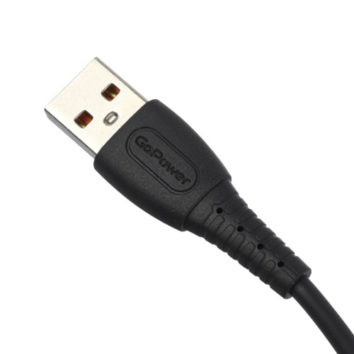 Кабель GoPower GP07L USB (m)-Lightning (m) 1.0м 2.4A силикон черный (1/200/800)