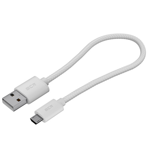 GCR Кабель 0.5m MicroUSB, быстрая зарядка, белый нейлон, GCR-54081