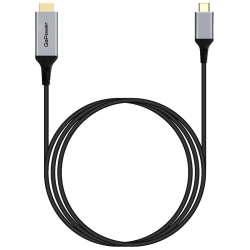Кабель/ Кабель GoPower Type-C (m)-HDMI (m) 2.0м ПВХ 4K 60Hz черный Premium Zip-Lock c подвесом (1/100)
