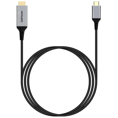 Кабель/ Кабель GoPower Type-C (m)-HDMI (m) 2.0м ПВХ 4K 60Hz черный Premium Zip-Lock c подвесом (1/100)