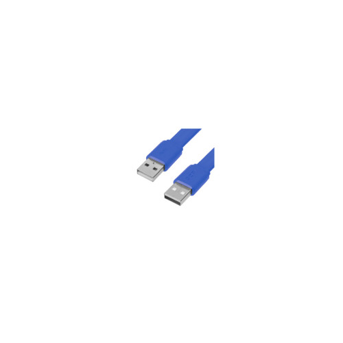 GCR Кабель PROF 1.0m USB 2.0 AM/AM, плоский, синий, 28/24 AWG, экран, заземление, морозостойкий, GCR-55570