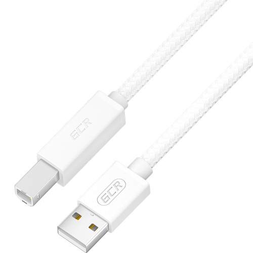 GCR Кабель Premium 0.5m USB 2.0, AM/BM, белый нейлон 28/24 AWG, экран, армированный, морозостойкий, GCR-54210