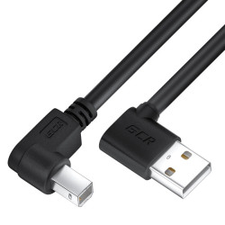 GCR PRO Кабель 0.5m USB 2.0 AM угловой левый/BM угловой левый, черный, 28/24 AWG, экран, морозостойкий, GCR-57342