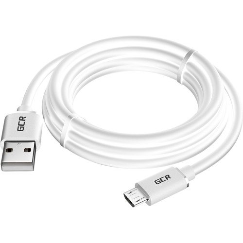 GCR Кабель 3.0m MicroUSB, белый, быстрая зарядка, 28/24 AWG, GCR-53234