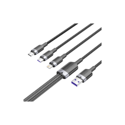 Кабель Vention 3 в 1 USB 2.0 AM/ Micro-B, USB-C, Lightning M - 1.5м. Черный 6A, шт.