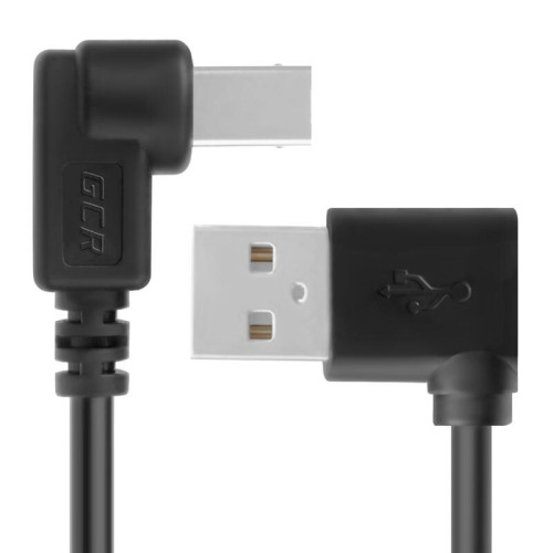 Greenconnect Кабель 0.5m USB 2.0, AM угловой/BM угловой, черный, 28/28 AWG, экран, армированный, морозостойкий, GCR-AUPC5AM-BB2S-0.5m