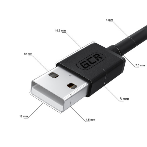 GCR Кабель 1.5m USB 2.0, AM/BM угловой, черный, 28/28 AWG, экран, армированный, GCR-52916 GCR Кабель 1.5m USB 2.0, AM/BM угловой, черный, 28/28 AWG, экран, армированный, GCR-52916