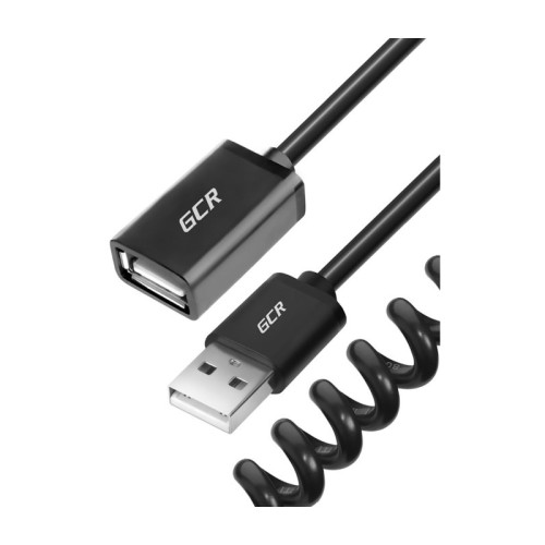 Greenconnect Удлинитель 1.0m  USB 2.0, AM/AF витой, черный, 28/28 AWG, экран, Premium, GCR-50522