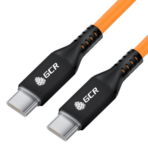 GCR Кабель 1.0m Type C-C POWER DELIVERY 18 W, оранжевый, AL case черный, GCR-55594