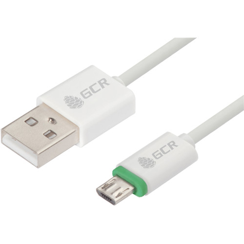 Greenconnect Кабель 3A 1.0m для Samsung USB 2.0, AM/microB 5pin, ABS, белый, зеленый ПВХ, 28/22 AWG, поддержка функции быстрой зарядки, экран, армированный, морозостойкий, GCR-50965